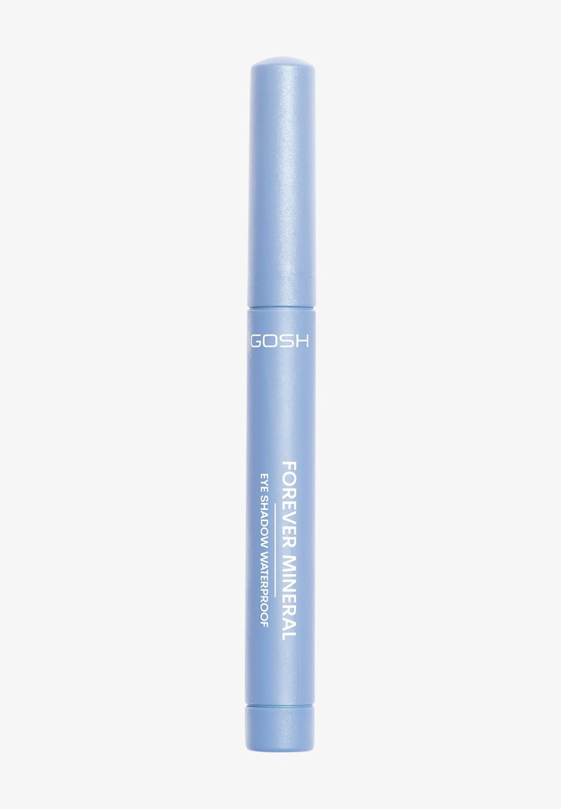 GOSH Forever Mineral Cień do Powiek Wodoodporny w cylindrycznej, jasnoniebieskiej tubce z białym napisem, z aplikatorem przekręcanym.