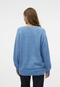 Vero Moda VMLEAF LONG V-NECK - Pulover - blue jasper