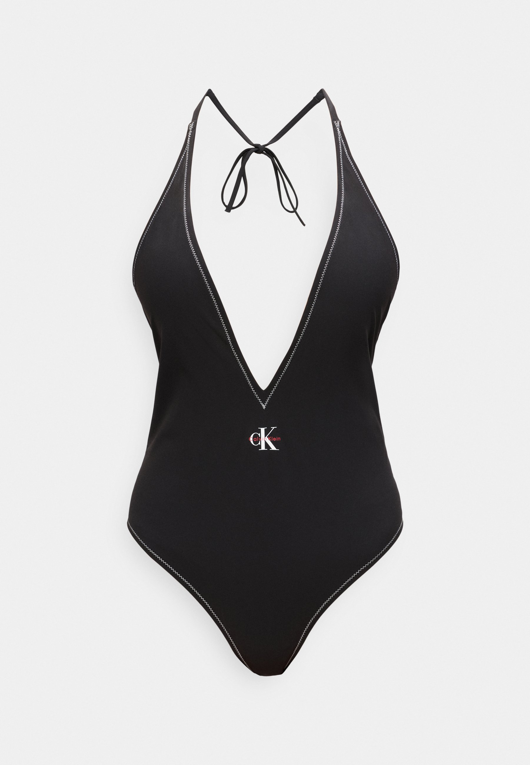 Calvin Klein Swimwear PLUNGE GRAPHIC MONOGRAM - Jednodílné plavky - black