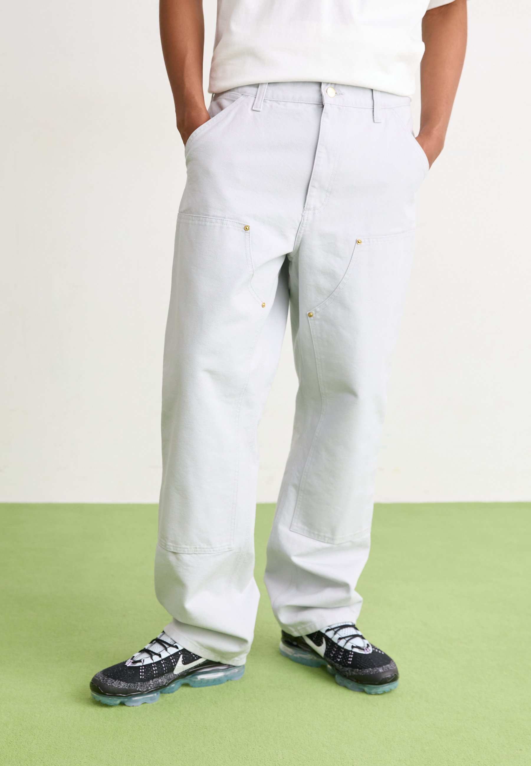 Carhartt WIP DOUBLE KNEE PANT - Trousers - basalt/off-white - Zalando