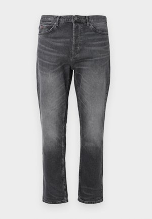 Grå denimjeans med afslappet pasform, fem-lomme design, broderede detaljer og en let falmet tekstur. Har en frontknaplukning.