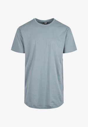 Lyseblå kortærmet t-shirt lavet af blødt stof. Rund hals, lige skæring og subtil syning detalje langs kanten.