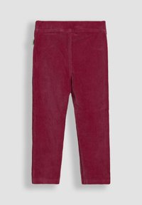 Rote Cordhosen mit gerippter Textur, geradem Schnitt und elastischem Bund. Ohne Taschen, schlichtes Design mit dezenten Nähdetails.