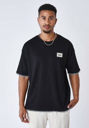 TEXTURÉ STITCHING - Camiseta estampada - noir