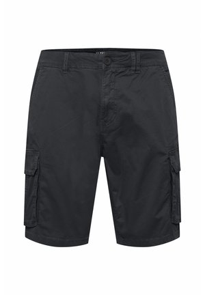 Svarte cargo-shorts laget av lett stoff. Har sidelommer, knappelukking og en avslappet passform med rette ben.