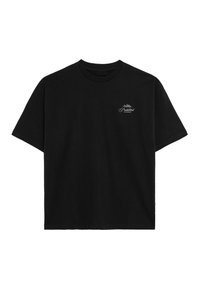 Czarny t-shirt krótki rękaw z bawełny, z okrągłym dekoltem. Posiada małe białe logo po lewej stronie klatki piersiowej.