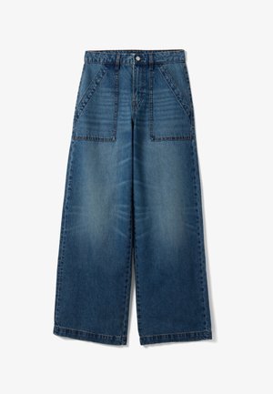 PIOMBO, DENIM WIDE-LEG JEANS - Wide Leg - blue