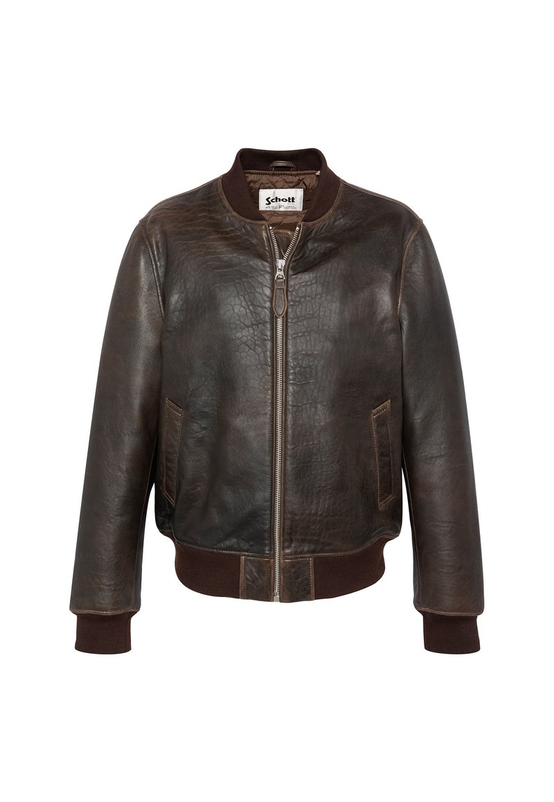 Manteau En Cuir Vintage SCHOTT USA - Taille 42 - Marron - Occasion Très Bon État