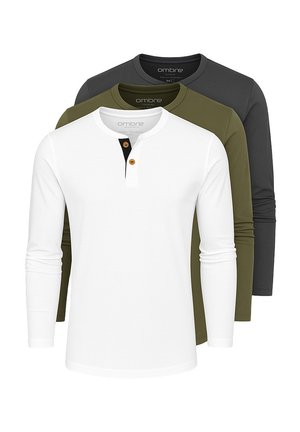 PACK OF 3 - Langarmshirt - olive/white/dark grey