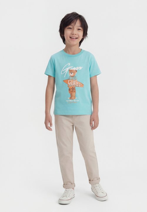 Guess UNISEX - Tricou cu imprimeu - teal surf