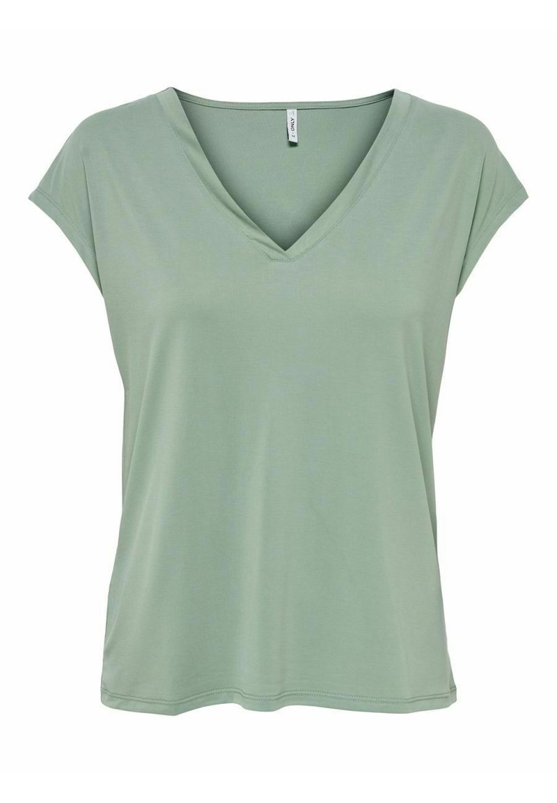ONLY ONLFREE LIFE SS V-NECK JRS NOOS - T-shirt basic - green light green