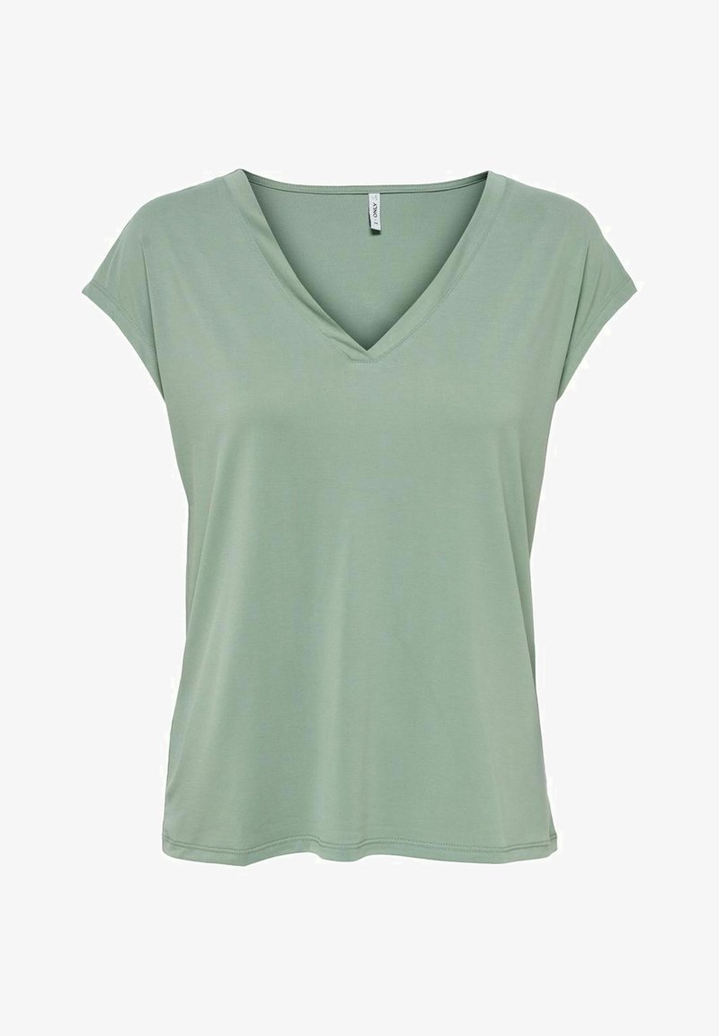 ONLY ONLFREE LIFE SS V-NECK JRS NOOS - T-shirt basic - green light green