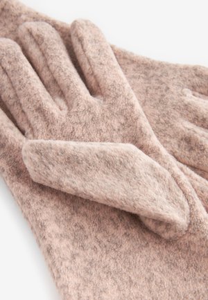 Rosa ylleshandskar med en mjuk, strukturerad finish. Har en åtsittande passform och lätt vadderad design för värme.