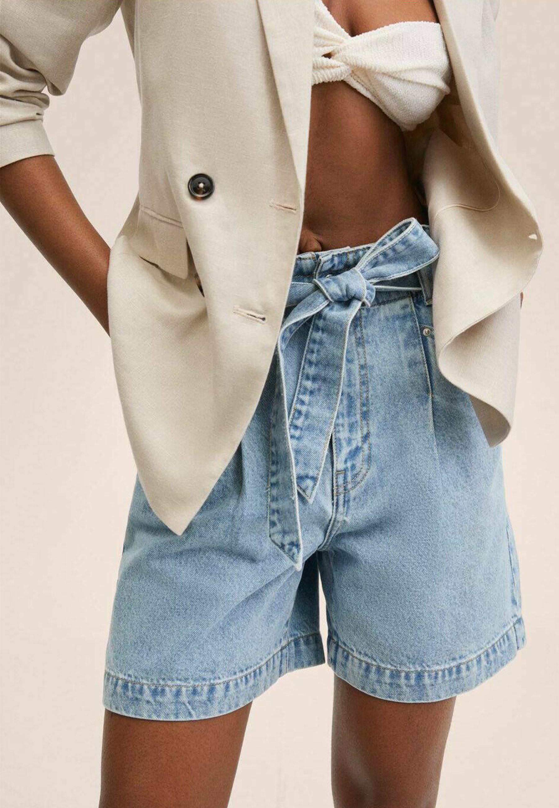 ONLY Onlbea HW Long DNM BJ - Pantaloncini Jeans Donna A Vita Alta