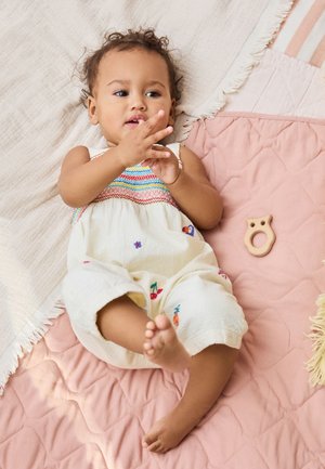Next, REGULAR FIT - LONG LEG ROMPER - Jumpsuit - white tropical embroidery