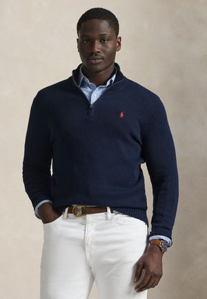 COTTON QUARTER-ZIP SWEATER - Pullover - hunter navy