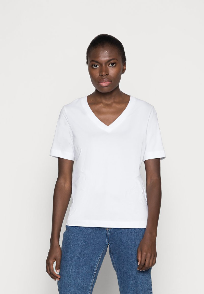 Selected Femme SLFSTANDARD V NECK TEE - T-shirt basic - bright white