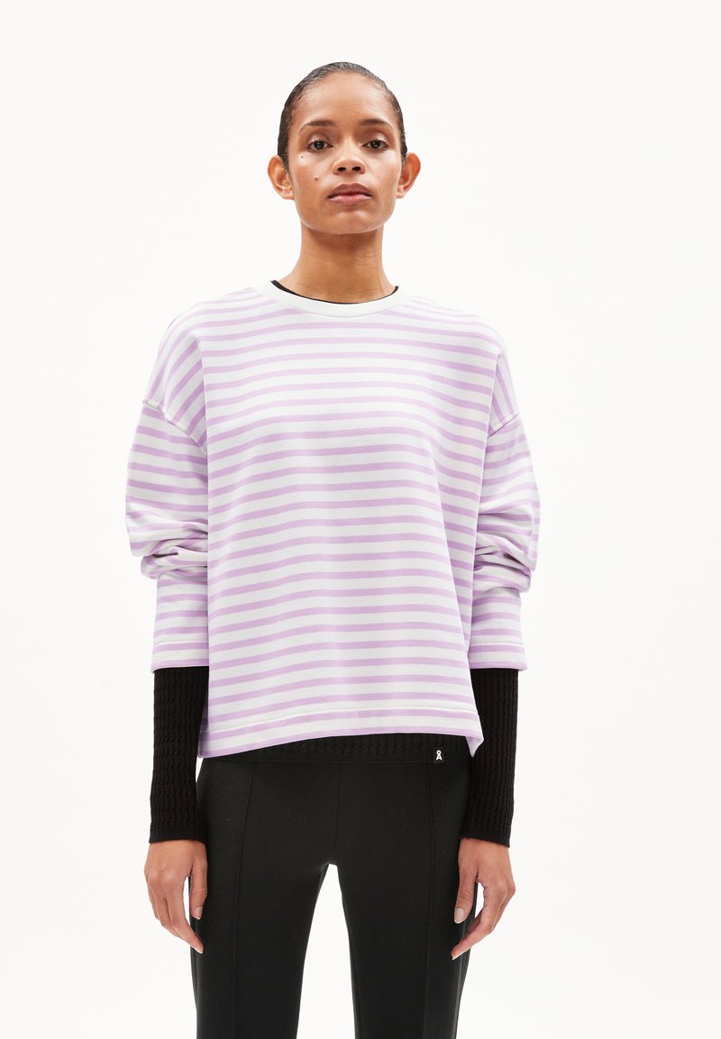 ARMEDANGELS FRANKA STRIPE - Maglietta a manica lunga - lavender light undyed