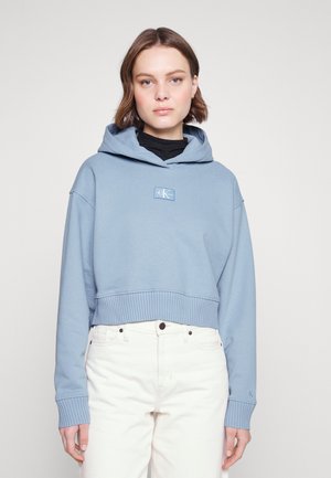 BADGE WIDE SLEEVES CROP  HOODIE - Sudadera - iceland blue