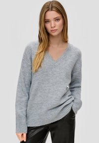 QS MIT V-AUSSCHNITT - Strickpullover - grau meliert