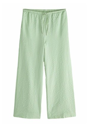 TEXTURED STRIPE WIDE LEG - Tygbyxor - green