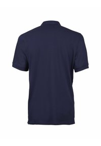 Polo di colore blu navy con un design classico, maniche corte e colletto. Realizzato in tessuto di cotone testurizzato con un taglio pulito e semplice.