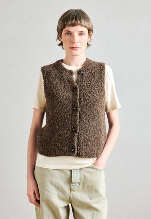 VEST SLEEVELESS ROUND NECK - Strukirani kaput - shaded brown melange