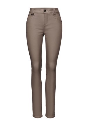 SLIM FIT COATED - Stoffhose - braun