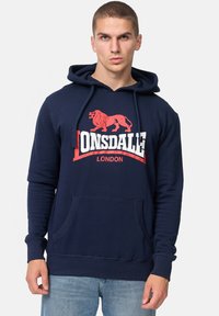 Lonsdale NORMALE PASSFORM THURNING - Felpa con cappuccio - navy red white
