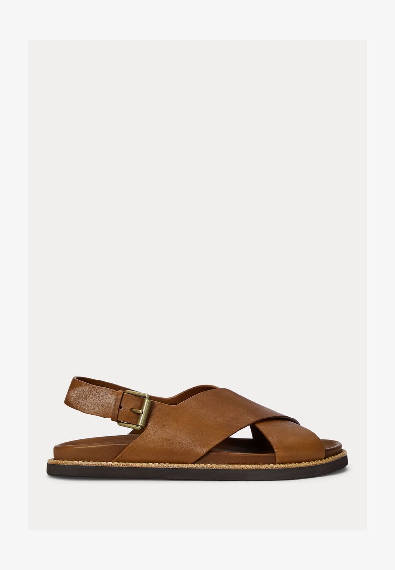 Polo Ralph Lauren ZANE LEATHER SANDAL - Sandaalit nilkkaremmillä - tan