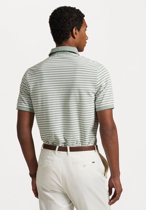 Custom Slim Fit Striped Mesh Polo Shirt - Pikeepaita - fatigue/white