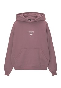 Kapuzensweatshirt in Mauve, aus Baumwolle. Mit einer Vordertasche, gerippten Bündchen und dem Logo "STWD REC." in Weiß bedruckt. Einfaches, lockeres Design.