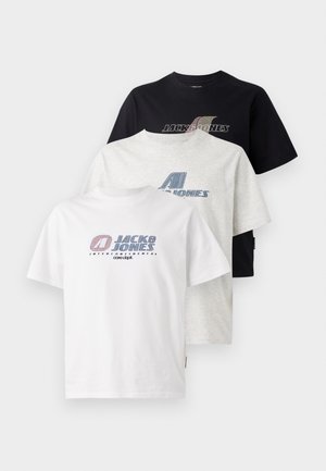 JCOTIER FRONT PRINT TEE CREW 3 PACK - Nyomott mintás póló - white/black/grey
