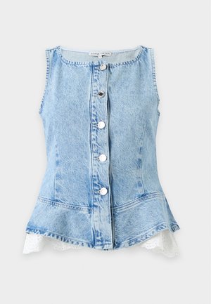 Stine Goya BOATNECK FRILL BUTTONED - Bluse - denim blue