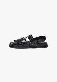 LEATHER UNISEX - Páskové sandály  - black