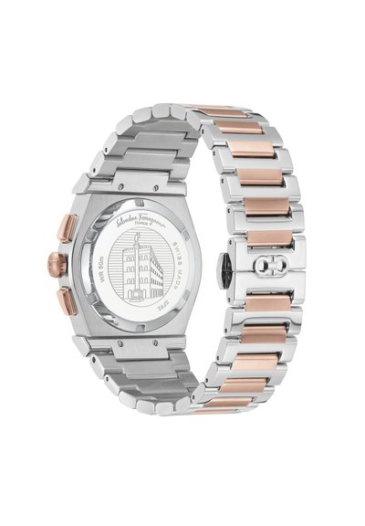 FERRAGAMO VEGA CHRONO - Montre à aiguilles - silver coloured rosegold coloured und navy