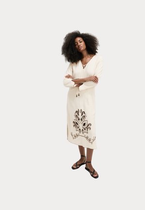 EMBROIDERED MIDI - Day dress - ecru