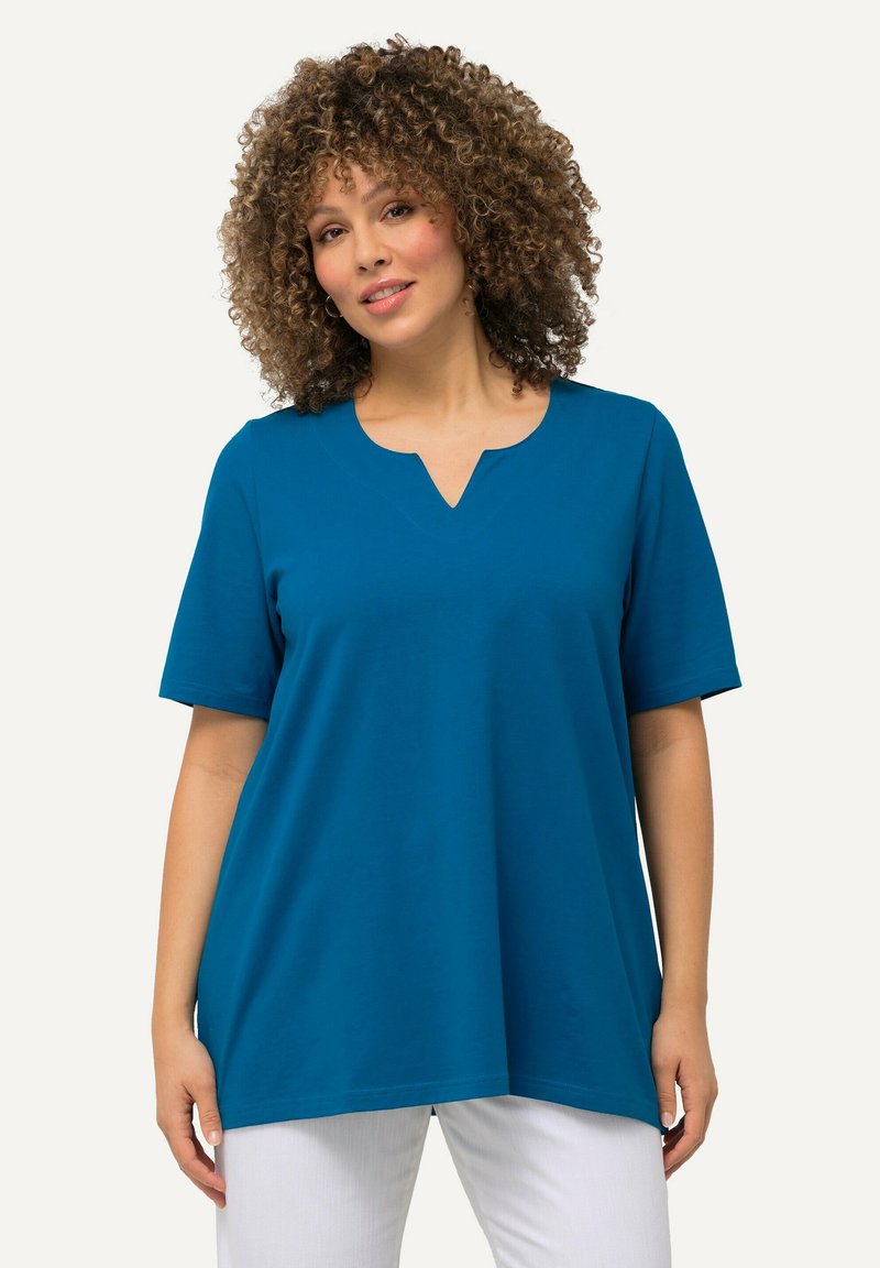 Ulla Popken A-LINIE HALBARM - Triko s potiskem - classic medium blue