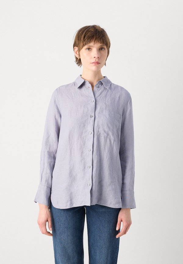 BLOUSE EASY SHAPED LONG SLEEVE COLLAR CHEST POCKET SOLID - Button-down blouse - nordic sea2