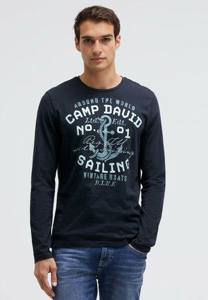 MIT RUBBER PRINT UND STICKEREI - Langarmshirt - blue navy