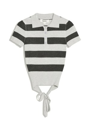 Bershka, STRIPED SHORT SLEEVE KNIT - SWEATER - Polokošeľa - grey