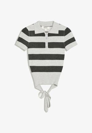 Bershka, STRIPED SHORT SLEEVE KNIT - SWEATER - Polokošeľa - grey