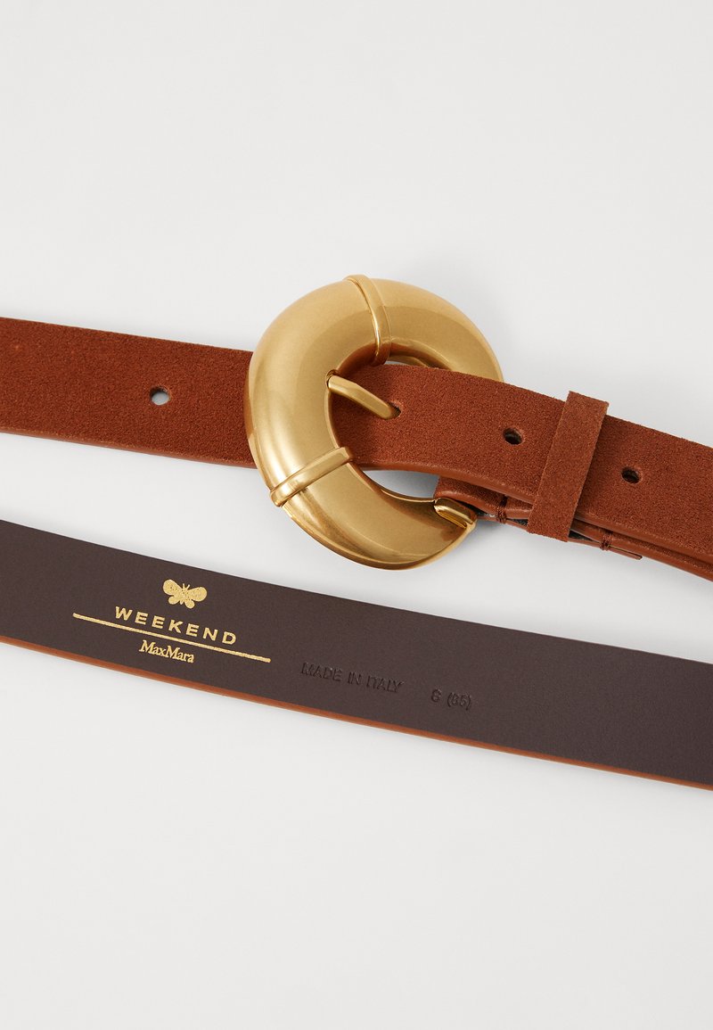 Weekend Max Mara Two-Tone Red and Brown Leather Belt with Gold Buckle S Size Leather and cloth belt | Max Mara main image 4