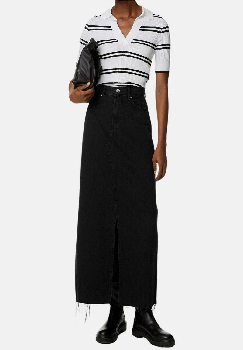 Jupe En Lin Noir Marks And Spencer - Coupe A-Line, Taille 24 Cordon De Serrage 681014