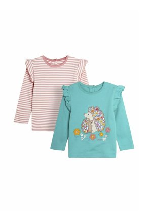 FLORAL HEDGEHOG AND STRIPE FRILL 2 PACK REGULAR FIT - Pikkade varrukatega topp - duck egg