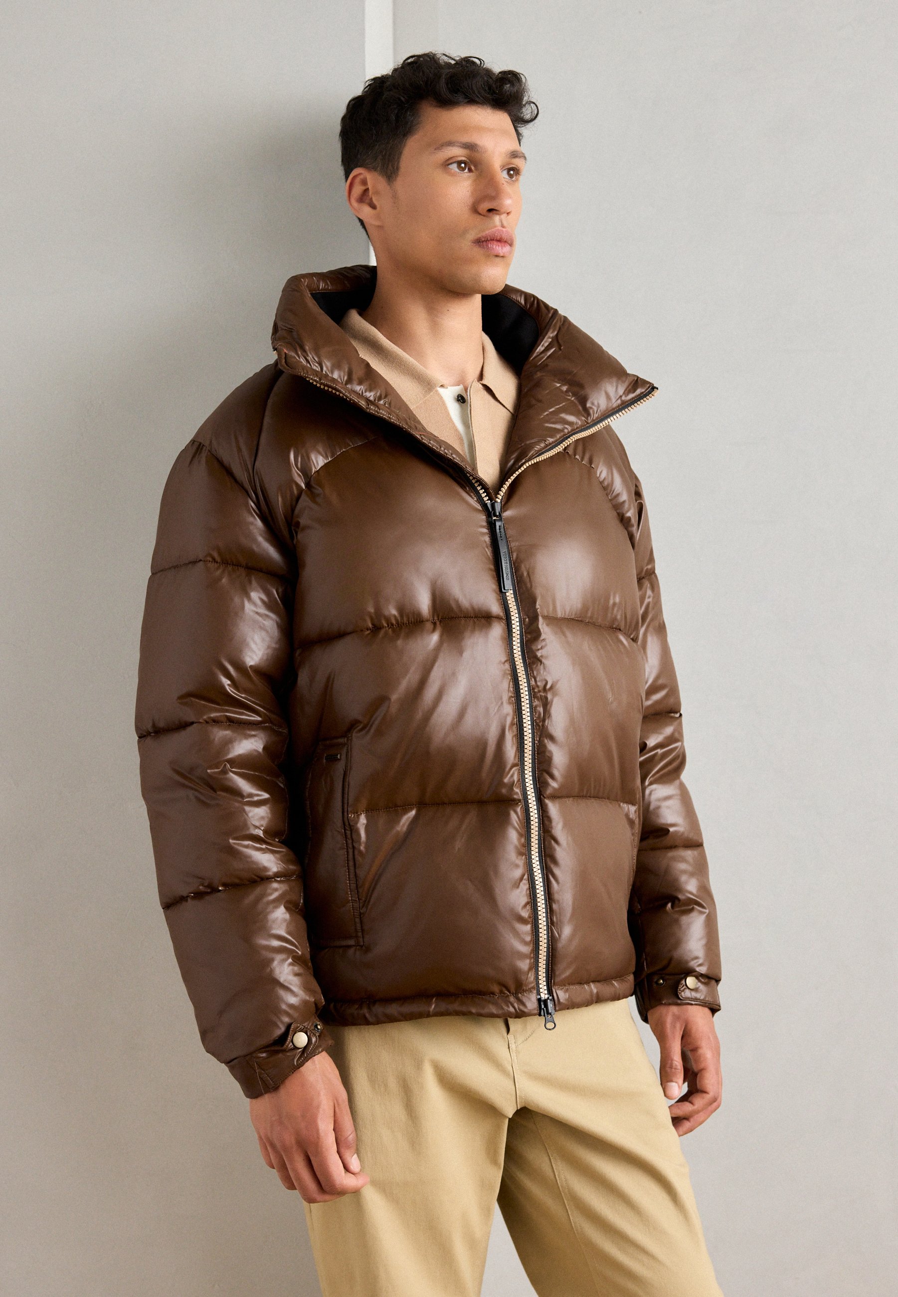 【美品】moonlightgear d.d jacket（Earth Brown Scotch & Soda LACQUER PUFFER JACKET - Winter jacket - demitasse