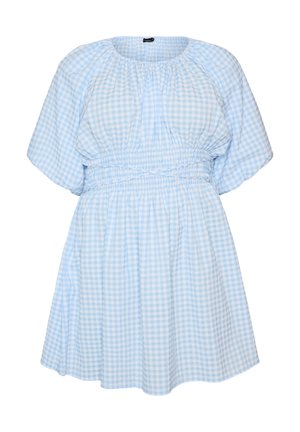 Zizzi, KURZES KLEINKARIERTES KLEID MIT BALLONÄRMELN - Day dress - blau