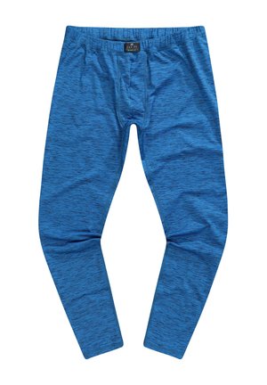 Leggings atléticos azulones hechos de una tela texturizada y elástica, con una cinturilla elástica y bolsillos en la parte delantera para mayor comodidad.
