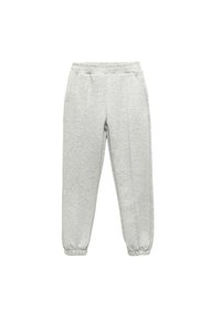 Lyse grå sweatpants med elastisk talje, to sidelommer og tapered manchetter. Fremstillet af blødt, let tekstureret stof.
