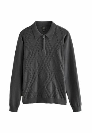 - REGULAR FIT RICH TEXTURED KNIT QUARTER ZIP  . - Pulóver - charcoal grey
